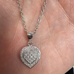 $650 Retail 1.0 Carat Moissanite Heart Pendant Necklace In 925 Sterling Silver